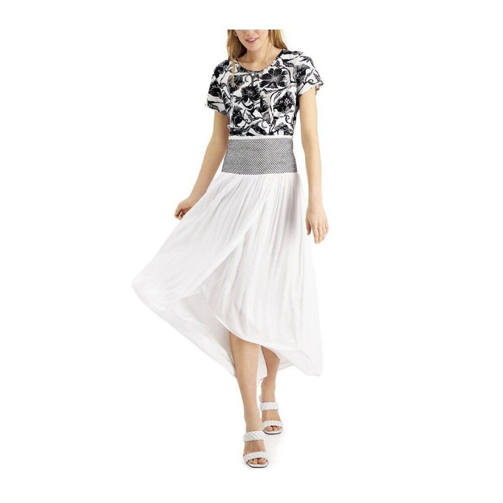 INC XS Smocked Waist White Maxi Tulip Skirt NWT